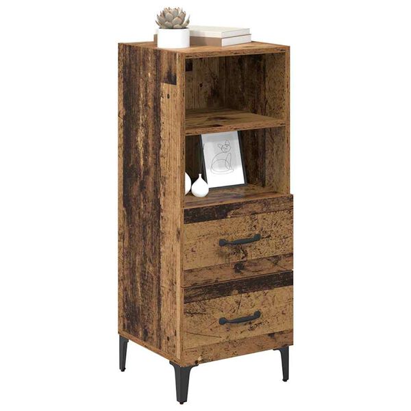 vidaXL Serv&iacute;rovacia skriňa so z&aacute;suvkou Star&eacute; drevo 34 x 34.5 x 90 cm