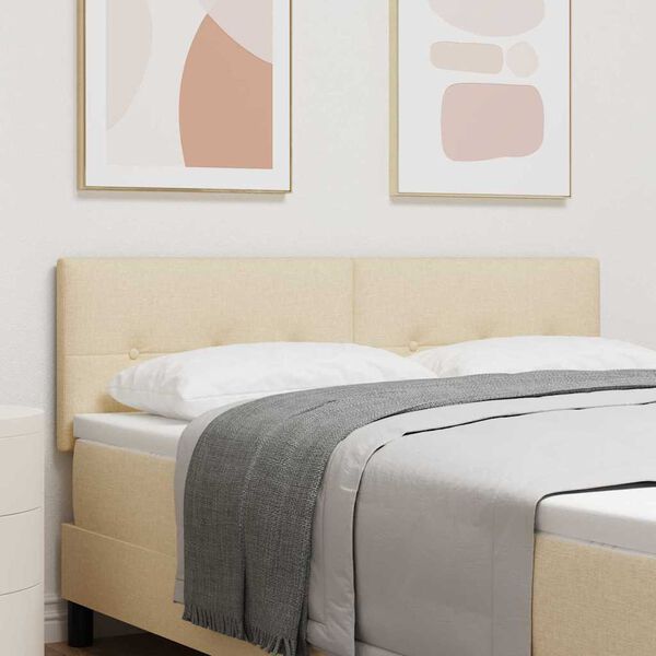 vidaXL LED hlavov&aacute; doska s čelnou doskou Kr&eacute;mov&aacute; 144 cm Polyester