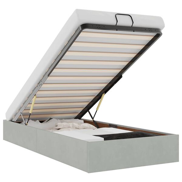 vidaXL Osmanský rám postele bez matraca svetlosivá 100x200 cm zamat