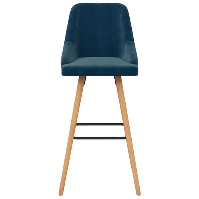 vidaXL Barové stoličky 2 ks, modré, zamat