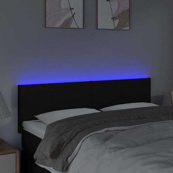 vidaXL Čelo postele s LED čierne 144x5x78/88 cm l&aacute;tka