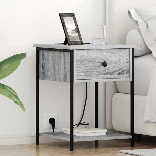 vidaXL Nočn&yacute; stol&iacute;k 2 pcs Siv&yacute; Sonoma 42 x 41 x 56 cm Kompozitn&eacute; drevo