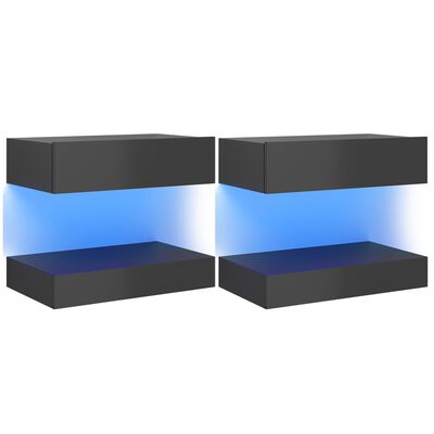 vidaXL TV skrinky s LED svetlami 2 ks vysokolesklé sivé 60x35 cm
