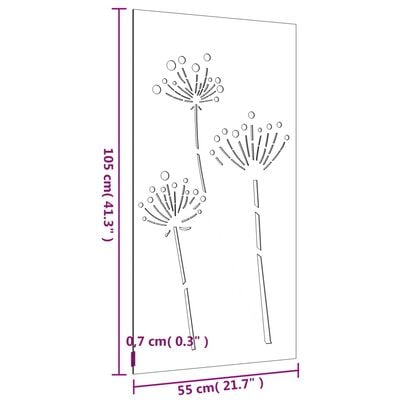 vidaXL Záhradná dekorácia 105x55 cm kortenová oceľ kvetinový dizajn