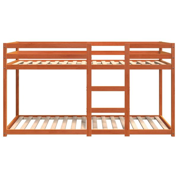 vidaXL Poschodov&aacute; posteľ voskovo hned&aacute; 75x190 cm borovicov&yacute; mas&iacute;v