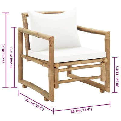 vidaXL Záhradné stoličky 2 ks, podložky a vankúše, bambus