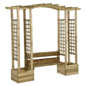 vidaXL Z&aacute;hradn&aacute; pergola s lavičkou a kvetin&aacute;čmi impregnovan&yacute; mas&iacute;v