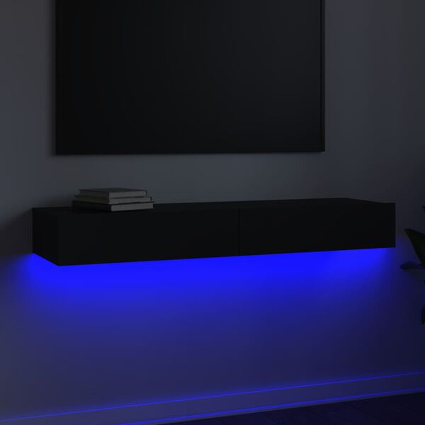 vidaXL TV skrinka s LED svetlami čierna 120x35x15,5 cm