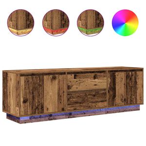 vidaXL TV skrinka s LED svetlami star&eacute; drevo 160,5x41x50 cm
