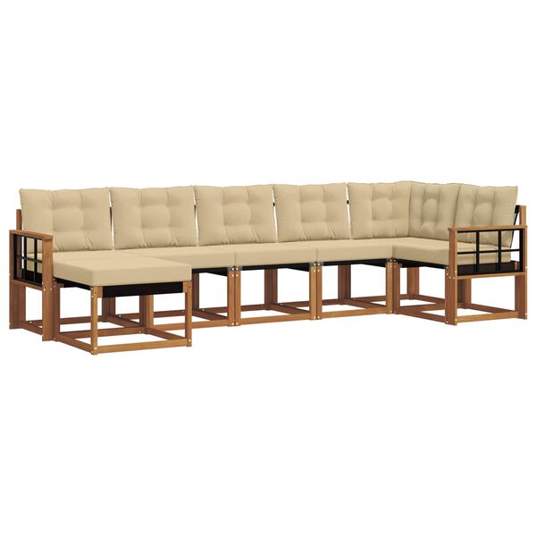 vidaXL Z&aacute;hradn&aacute; s&uacute;prava gaučov s vank&uacute;&scaron;om 7 pcs Pr&iacute;rodn&aacute; a b&eacute;žov&aacute;