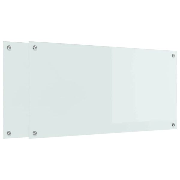 vidaXL Kuchynsk&yacute; backsplash 2 pcs Biela 100 x 50 cm tvrden&eacute; sklo