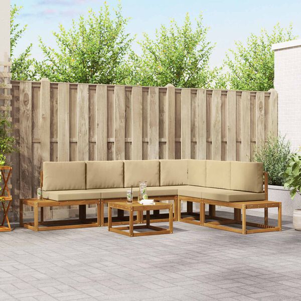 vidaXL Z&aacute;hradn&aacute; s&uacute;prava gaučov s vank&uacute;&scaron;om 7 Kus Pr&iacute;rodn&aacute; a b&eacute;žov&aacute;