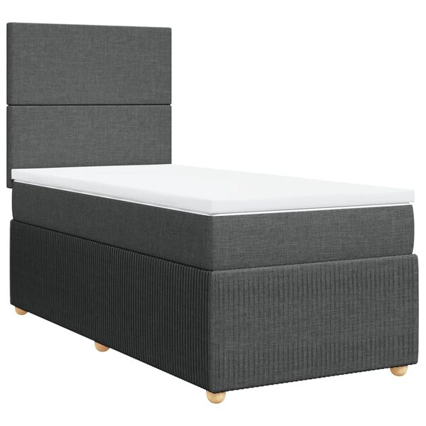 vidaXL Boxspring posteľ s matracom tmavosiv&aacute; 90x190 cm l&aacute;tka