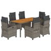 vidaXL 7-dielna z&aacute;hradn&aacute; jed&aacute;lensk&aacute; sada s podložkami siv&aacute; polyratan