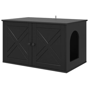 vidaXL Mačka Dom Čierna 85 x 55 x 50,5 cm Kompozitn&eacute; drevo