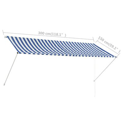 vidaXL Zaťahovacia markíza 300x150 cm modro-biela