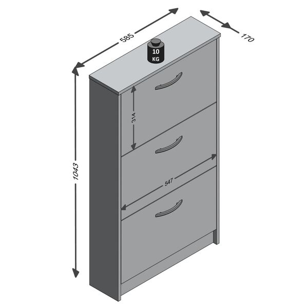 FMD Botn&iacute;k s 3 sklopn&yacute;mi priehradkami bielo-dubov&yacute;