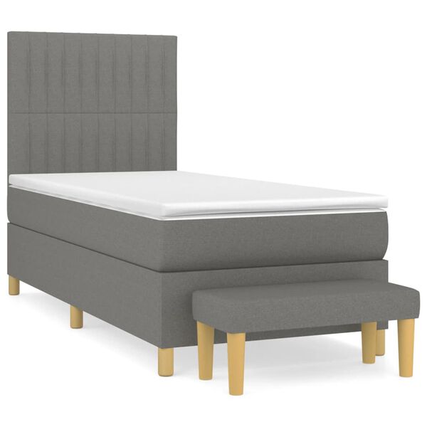 vidaXL Boxspring posteľ s matracom tmavosiv&aacute; 90x190 cm l&aacute;tka