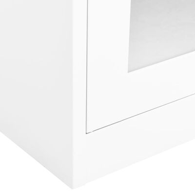 vidaXL Kancelárska skriňa biela 90x40x180 cm oceľ a tvrdené sklo