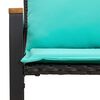 vidaXL lavička s vank&uacute;&scaron;om Čierna a tyrkysov&aacute; 115 x 65 x 72 cm Ratan