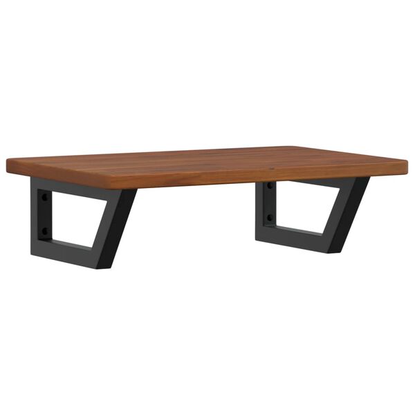 vidaXL Polica pod umývadlo, nástenná, oceľ a dubový masív