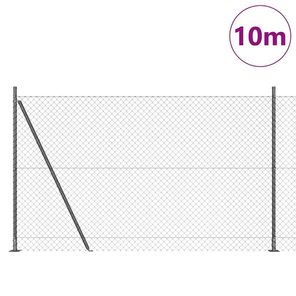 vidaXL Stĺp na plot. Siv&aacute; 10 x 1,6 m (40 x 40 mm sieťovina) Ocel a PVC