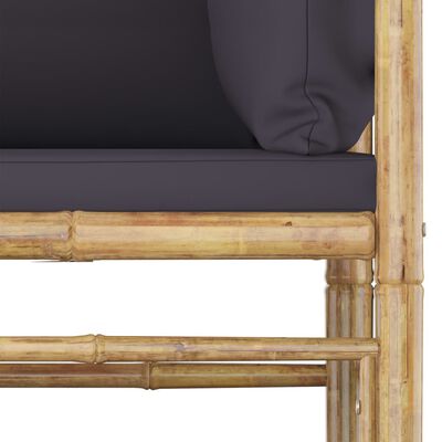 vidaXL 4-dielna záhradná sedacia súprava, tmavosivé podložky, bambus