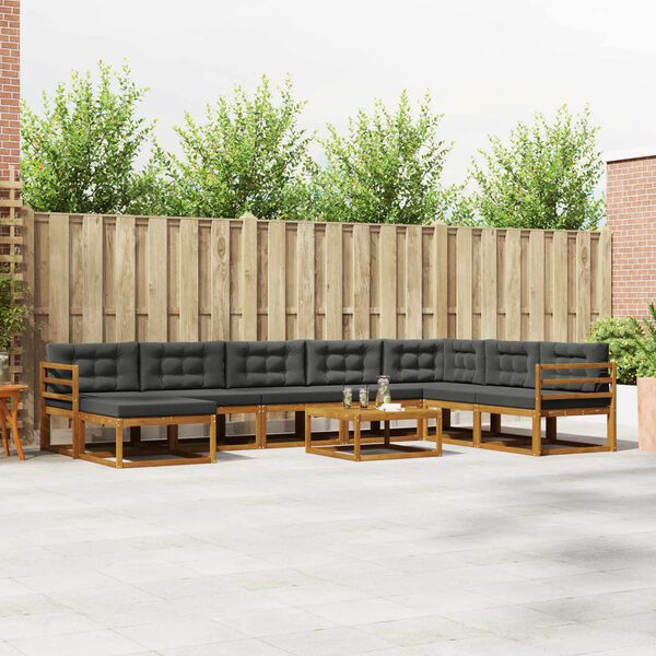 vidaXL Z&aacute;hradn&aacute; s&uacute;prava gaučov s vank&uacute;&scaron;om 9 pcs Pr&iacute;rodn&aacute; a antracitov&aacute;