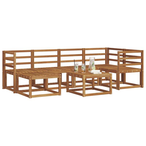 vidaXL Z&aacute;hradn&aacute; s&uacute;prava gaučov s vank&uacute;&scaron;om 7 pcs Pr&iacute;rodn&aacute; a svetlosiv&aacute;