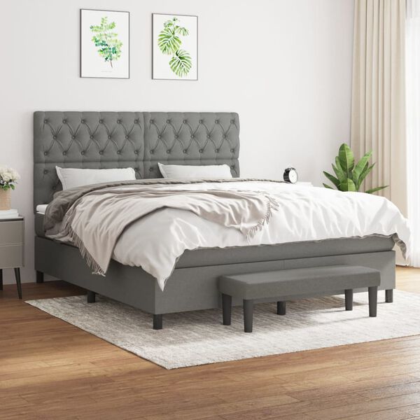 vidaXL Boxspring posteľ s matracom tmavosiv&aacute; 160x200 cm l&aacute;tka