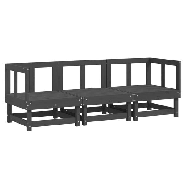 vidaXL 3-dielna záhradná sedacia súprava sivá borovicový masív