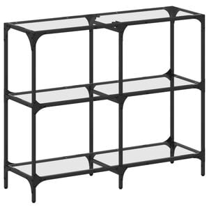 vidaXL Konzolov&yacute; stol&iacute;k priehľadn&aacute; sklenen&aacute; doska 98x30x81 cm oceľ