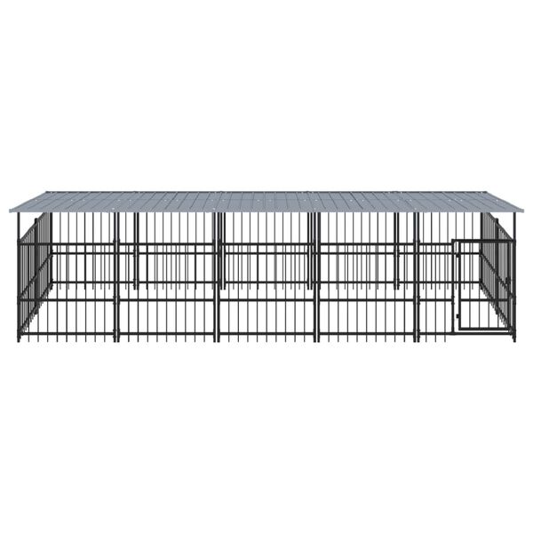 vidaXL Vonkaj&scaron;ia voli&eacute;ra pre psy so strechou oceľov&aacute; 9,38 m&sup2;
