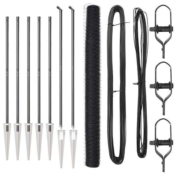 vidaXL Stĺp na plot. Siv&aacute; 10 x 1,5 m (36 mm mriežka) Ocel a PVC