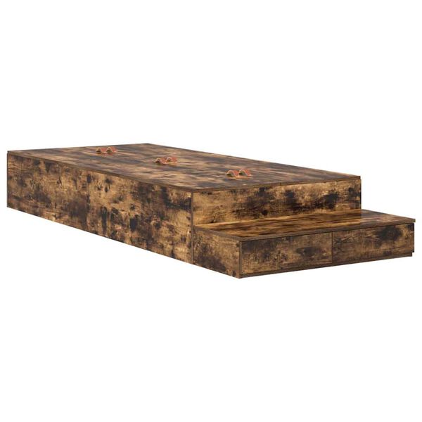 vidaXL Rám postele s úložným prostorem so zásuvkou Dymová dub 90 cm