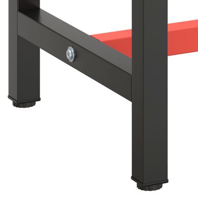 vidaXL Rám pracovného stola matný čierny a matný červený 110x50x79 cm kov