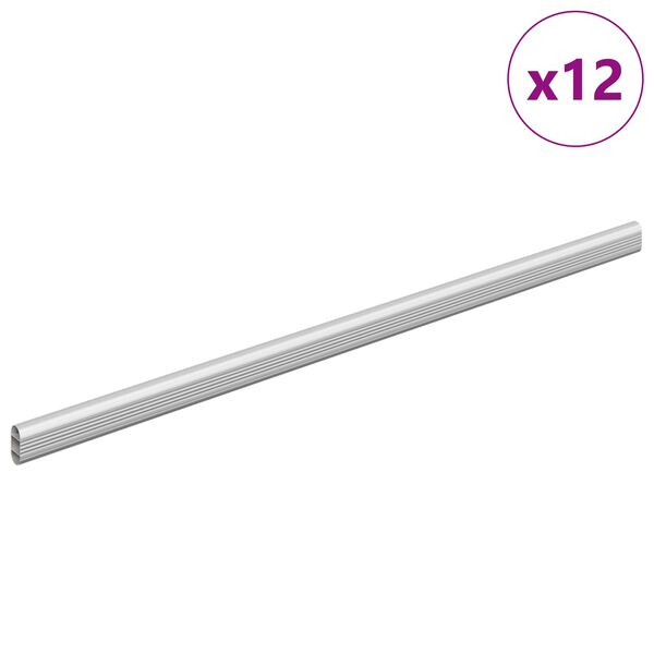 vidaXL Tyč do skrine 12 pcs Strieborn&aacute; 764 x 15 x 29 mm