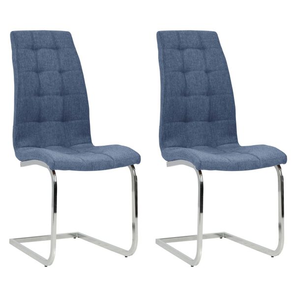 vidaXL Jedálenské stoličky s perovou kostrou 2 ks modré látka