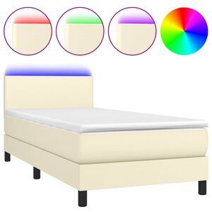 vidaXL Boxspring posteľ s matracom a LED kr&eacute;mov&aacute; 100x200 cm umel&aacute; koža