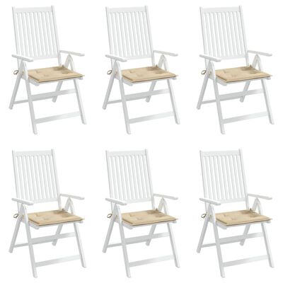 vidaXL Podložky na záhradné stoličky 6 ks béžové 40x40x4 cm látka