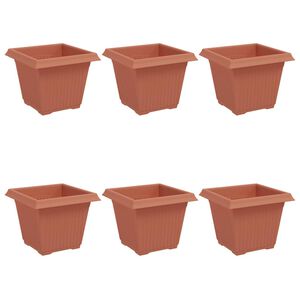 vidaXL &Scaron;tvorcov&yacute; črepn&iacute;k na kvety 6 ks Tehlovo červen&aacute; 20 x 20 x 16 cm
