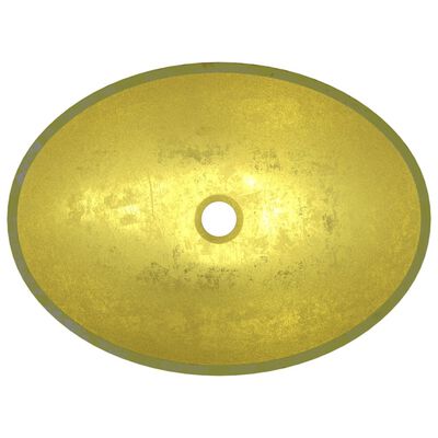 vidaXL Umývadlo sklo 50x37x14 cm zlaté