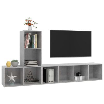 vidaXL 3-dielna súprava TV skriniek betónovo-sivá drevotrieska