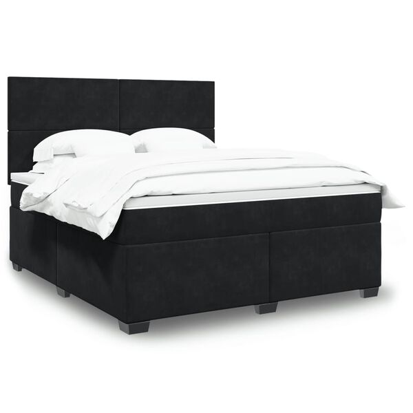 vidaXL Posteľn&yacute; r&aacute;m boxspring s matracom čierny 180x200 cm zamat