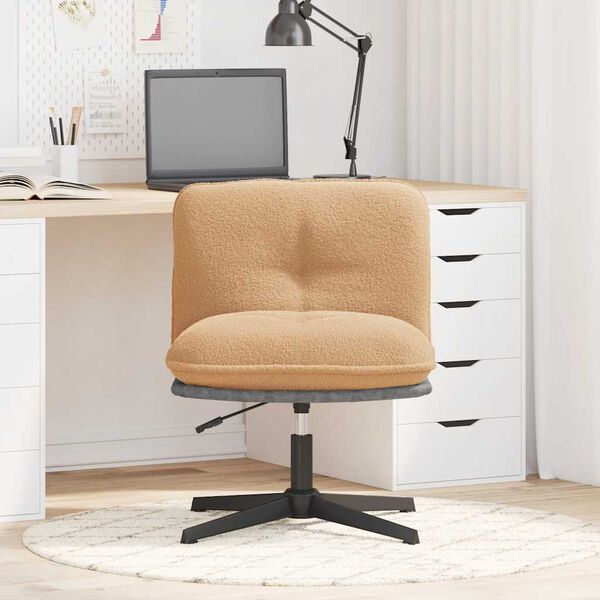 vidaXL otočn&aacute; kancel&aacute;rska stolička B&eacute;žov&aacute; kučerav&aacute; vlnen&aacute; l&aacute;tka