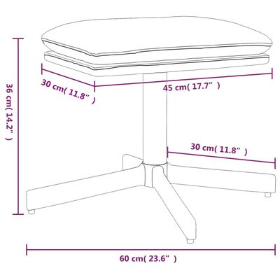vidaXL Podnožka krémovo-biela 60x60x36 cm zamatová