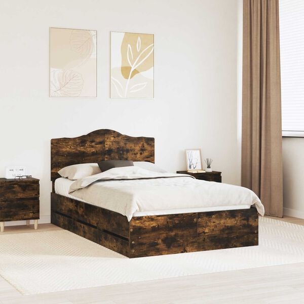 vidaXL R&aacute;m postele Dymov&aacute; dub 135 x 190 cm Inžinierske drevo