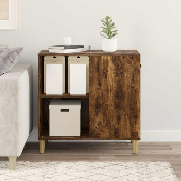 vidaXL Mačka Dom Dymov&aacute; dub 72 x 42.5 x 70 cm Kompozitn&eacute; drevo