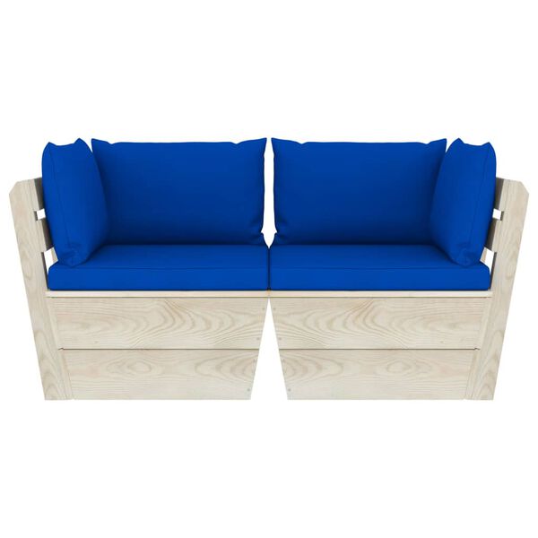 vidaXL 2-miestna z&aacute;hradn&aacute; pohovka z paliet+podložky, smrekov&eacute; drevo