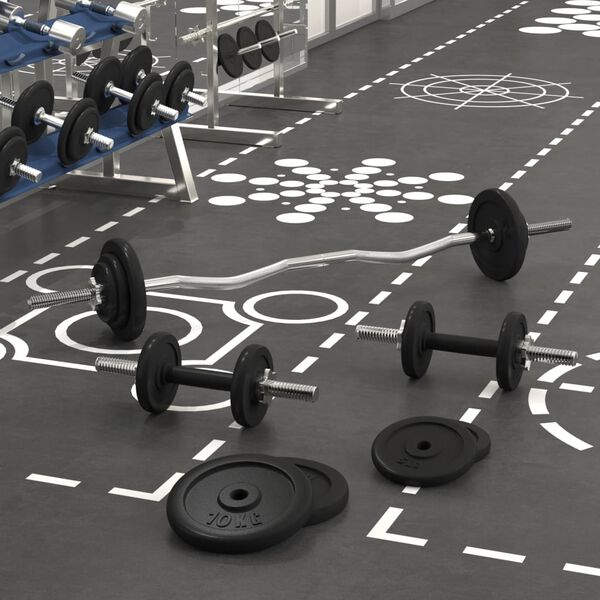 vidaXL Obojručná a jednoručná činka so závažiami 60 kg, liatina